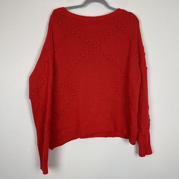 Stitches & Stripes Red Knit Textured Sweater W/ Lambswool Size Medium - Picture 4 of 4